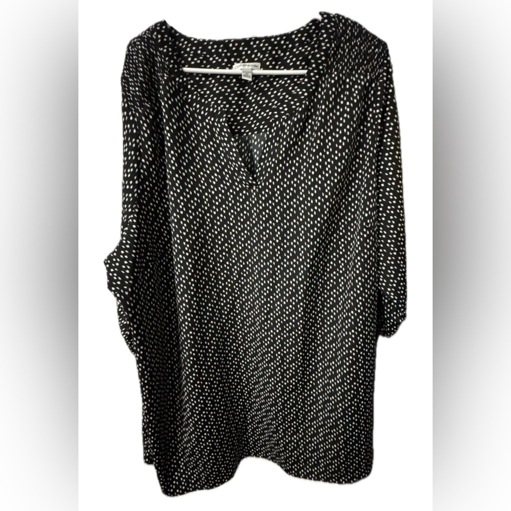 Croft & Barrow Black and White Patterned 3/4 Sleeve Tunic 3XL